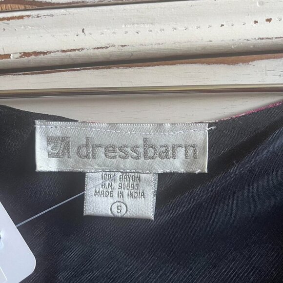 90s vintage floral chiffon square neck cap sleeve maxi dress black and pink XS/S - Picture 6 of 6